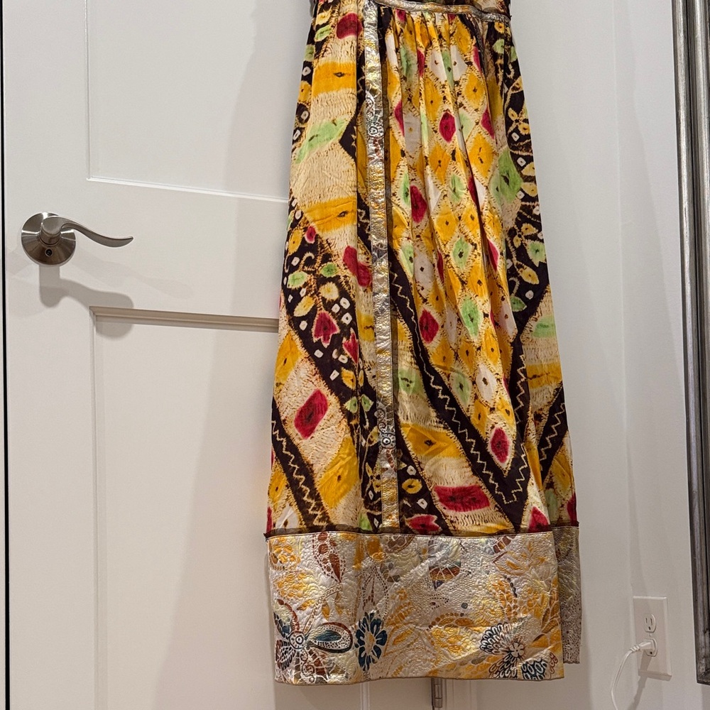 Anna Sui Yellow and Black Patterned Maxi Dress - Picture 3 of 7